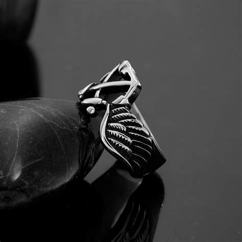 Navy Anchor Cross Ring Helloice Jewelry