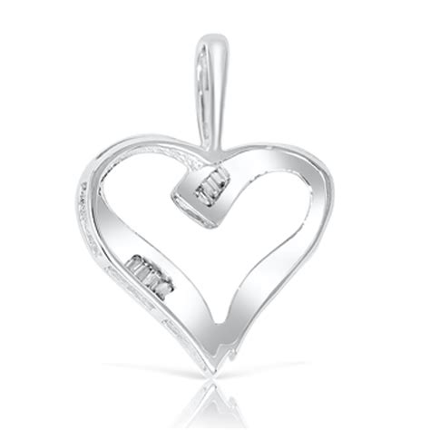 10k White Gold Baguette Heart Pendant 005ct With Chain King Johnny Johnnys Custom Jewelry