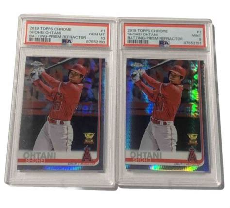 Shohei Ohtani 2019 Topps Chrome 1 Batting Prism Refractor Psa 10 And 9