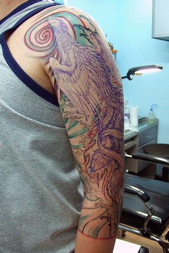 Amazing chinese dragon-bird unfinished tattoo - Tattooimages.biz