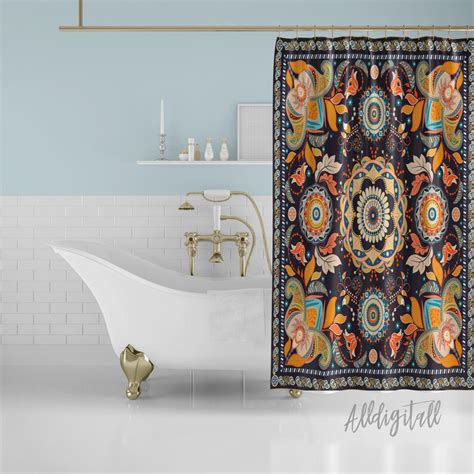 Bohemian Shower Curtain Colorful Bathroom Decor Boho Bathroom Etsy