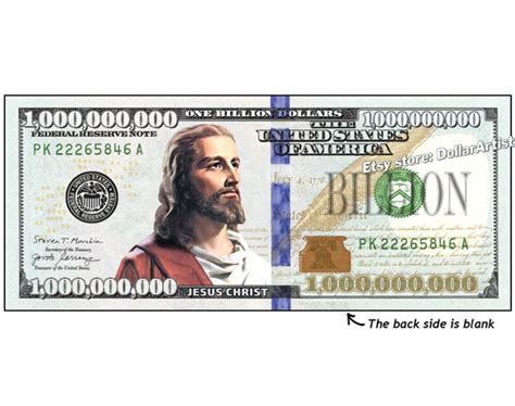 Jesus Christ On A Billion Dollar Bill Novelty Cash 1b Fake Etsy