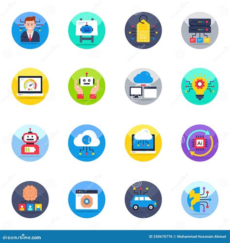 Pack Of Ai And Technology Flat Icons Stock Vector Illustration Of