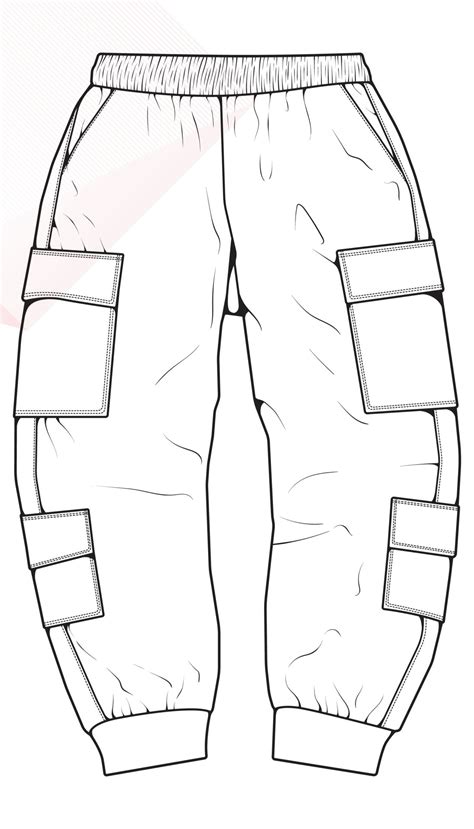 Men Cargo Pants Outline Vector Template Men Cargo Pants In A Sketch