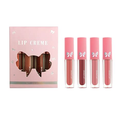 4 Pack Lip Gloss Set Box With Velvet And Non Stick Cup Lip Glaze Liquid