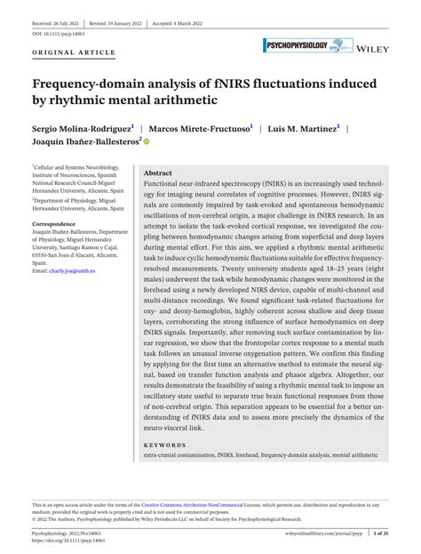 PDF Frequencydomain Analysis Of FNIRS Fluctuations Induced By