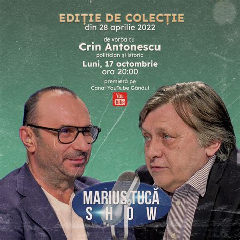 Marius Tucă Show începe luni 17 octombrie de la ora 20 00 live pe