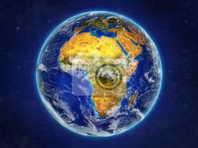 Africa From Space On Realistic Model Of Planet Earth With Country