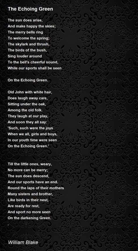 The Echoing Green - The Echoing Green Poem by William Blake