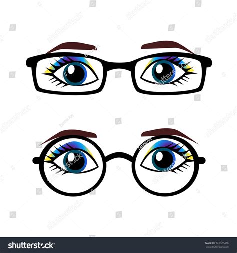 Female Eyes Glasses Isolated On White Stock Vector Royalty Free