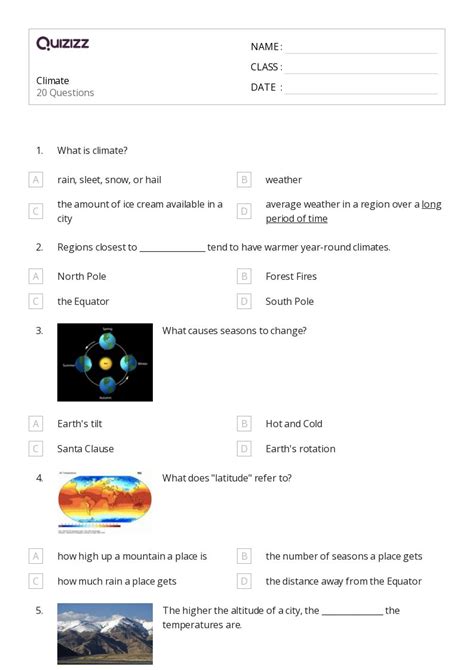 World Climate And Climate Change Worksheets For Th Class On