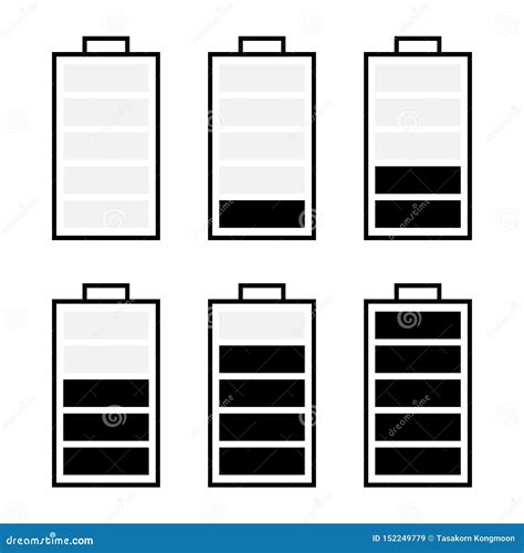 Sistema Blanco Y Negro Del Icono De La Batería Aislado En Blanco