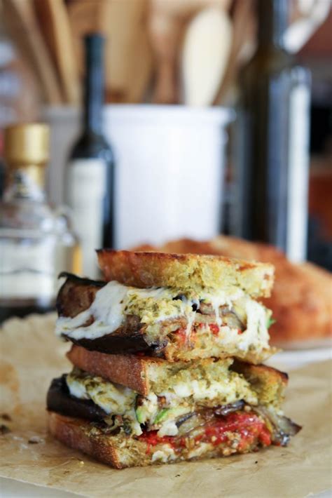 Grilled Vegetable Sandwich With Asiago And Pesto Claudia S Table