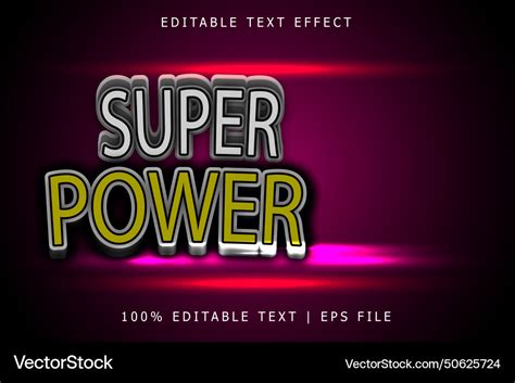 Super Power Editable Text Effect 3 Dimension Vector Image