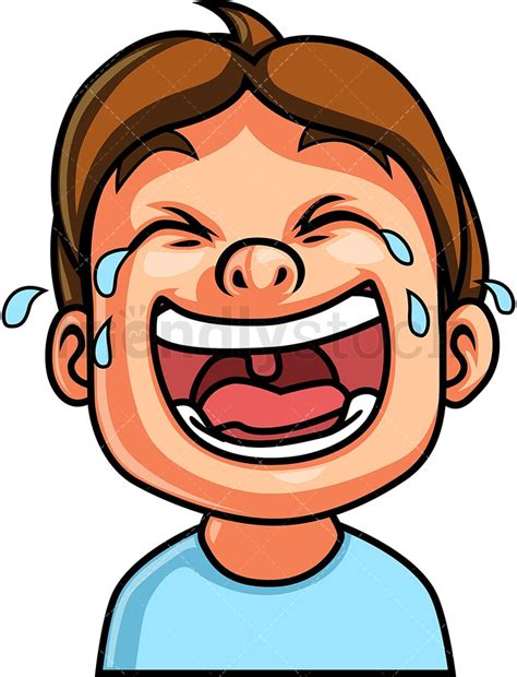 Little Boy Laughing Out Loud Face Cartoon Vector Clipart - FriendlyStock