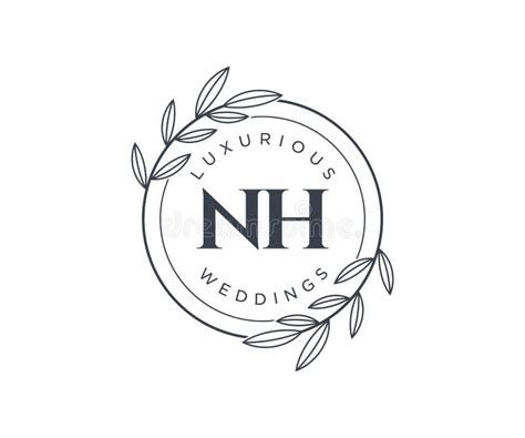 Nh Initials Letter Wedding Monogram Logos Template Hand Drawn Modern