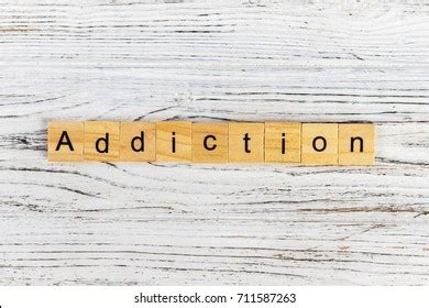 Addiction Word Made Wooden Blocks Concept Stock Photo