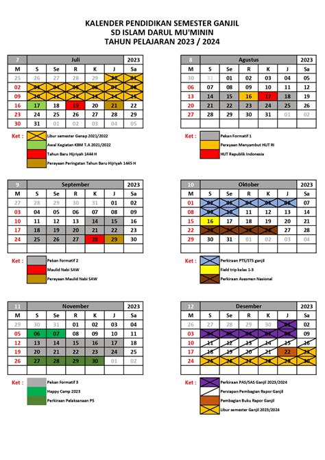 KALENDER PENDIDIKAN SEMESTER GANJIL TAHUN PELAJARAN 2023 2024