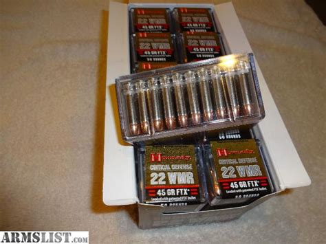 ARMSLIST - For Sale: Hornady Critical Defense 22 mag WMR 45 GR FTX