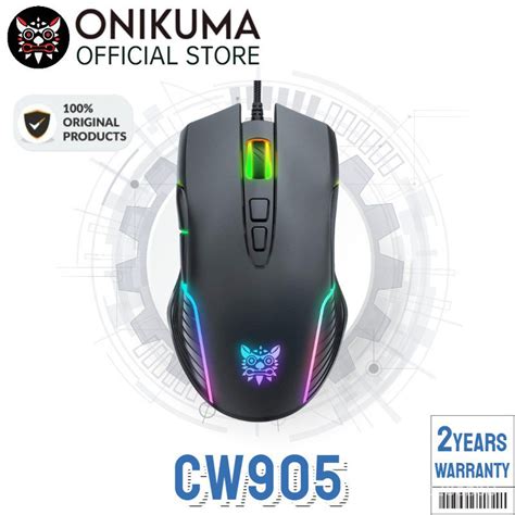 Onikuma CW905 Black RGB Wired Gaming Mouse USB Game Mice 7 Buttons