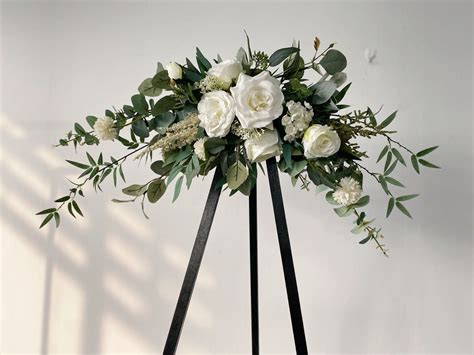 White & Green Wedding Flowers Rose Eucalyptus Flower Swag - Etsy Australia