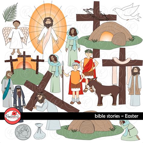 Bible Stories: Easter Clipart Set by Poppydreamz Bible Biblical Jesus Resurrection Clip Art ...