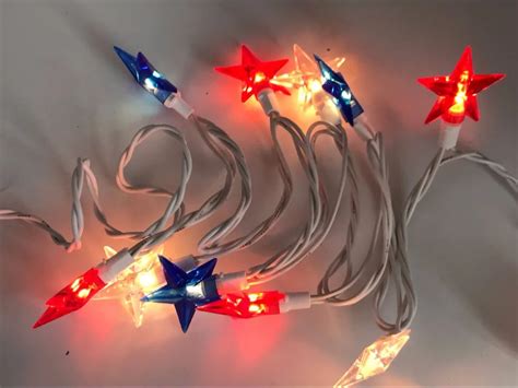 20sets Patriotic Red White Blue Led Star Light String American Stars Flag Usa Independence Day