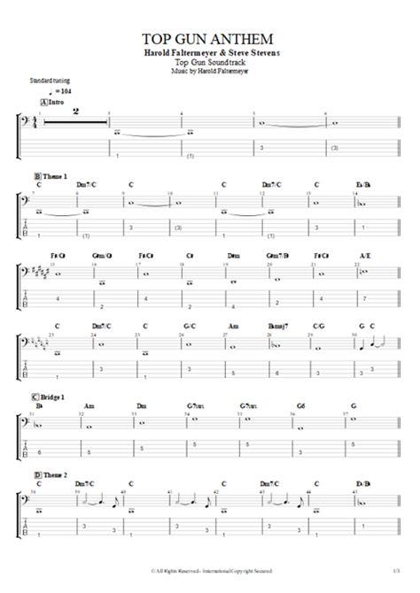 Tablature Top Gun Anthem de Harold Faltermeyer (Guitar Pro) - Full ...