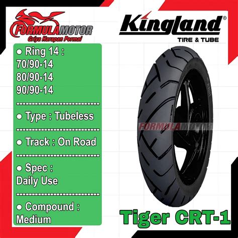 Jual Kingland Tiger CRT Ring 14 Tubeless All Size Ban Motor Matic