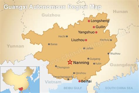 Guangxi Map Map Of Guangxi S Tourist Attractions And Cities Guangxi