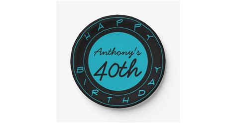 Blue 40th Birthday Party Personalized Paper Plates Zazzle