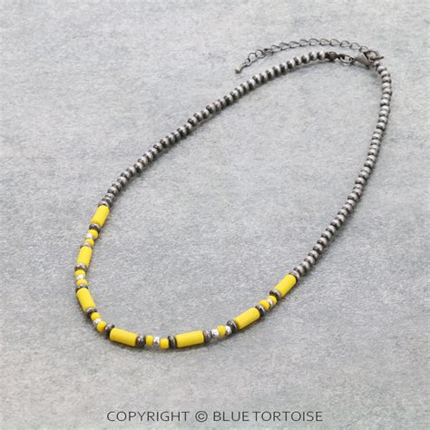 Western Cylinder And Seed Bead Necklace Bluetortoisewholesale