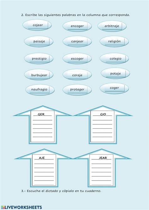 Ortografía De La G Y La J Ficha Interactiva Worksheets Bar Chart Texts Writing Strategies