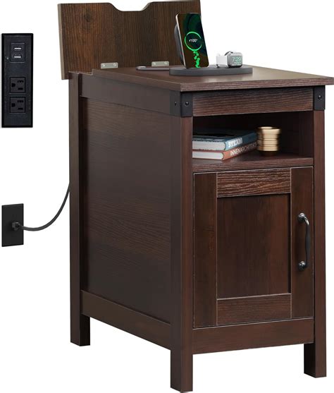 WLIVE End Table with Charging Station, Side Table with USB Ports and