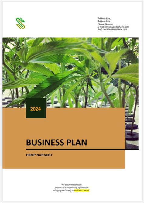 Hemp Clones And Seeds Nursery Business Plan Template Business Plan Templates