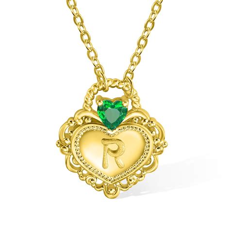 Personalized Initial And Birthstone Heart Padlock Necklace Love Heart