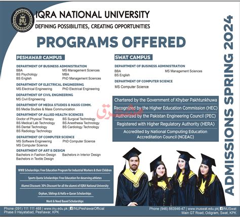 Inu Iqra National University Bs Bba Ms Dpt Admission