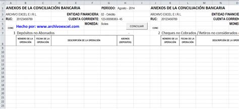 Plantilla De Conciliación Bancaria En Excel Archivo Excel