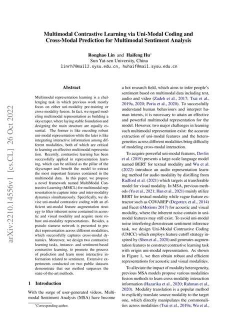 Multimodal Contrastive Learning Via Uni Modal Coding And Cross Modal