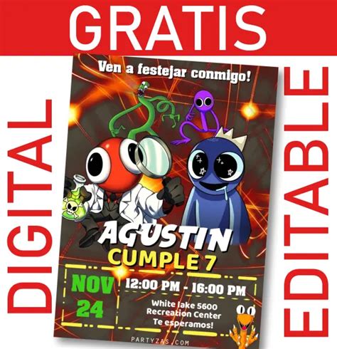 Gratis Invitaci N Rainbow Friends Editable Digital