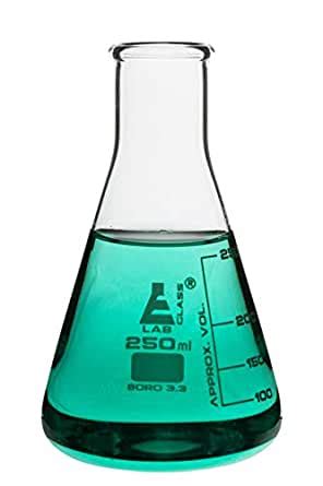 EISCO Erlenmeyer Flask 250mL Borosilicate Glass Narrow Neck Flasks