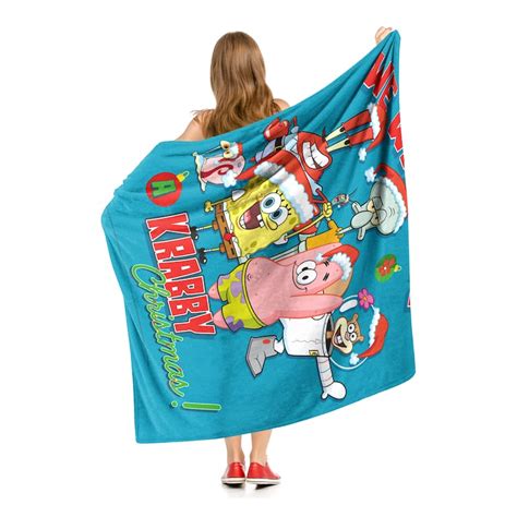 Ent 236 Spongebob Krabby Christmas Silk Touch Throw Blanket Bed Bath