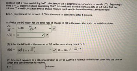 Solved Suppose That A Room Containing Cubic Feet Of Air Chegg