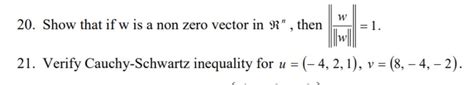 Solved Show That If W Is A Non Zero Vector In N Then Chegg