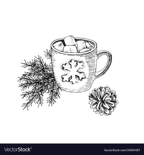 Cup Hot Chocolate With Marshmallows Royalty Free Vector