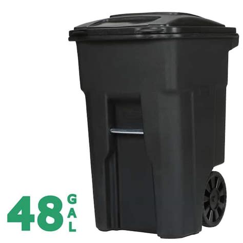 Toter 48 Gallon Black Rolling Outdoor Garbage/Trash Can with Wheels and ...