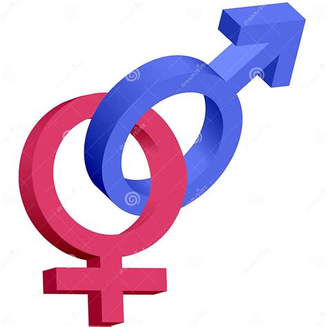 Red And Blue Male Female 3d Symbols Interlocked Stock Vector