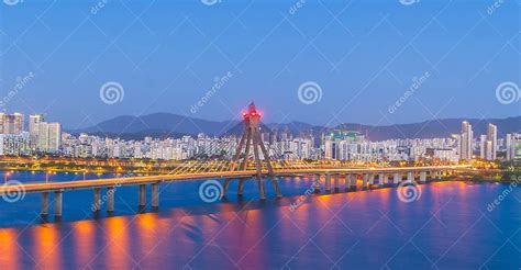 Skyline Of Seoul The Capital City Of South Korea With Han River Stock
