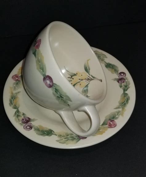 Vintage Flat Cup Saucer Set Jamberry By Pfaltzgraff Made In Usa