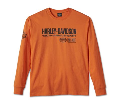 Men S Th Anniversary Long Sleeve Tee Harley Orange Harley